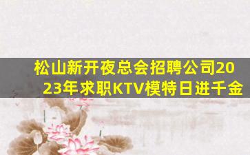 松山新开夜总会招聘公司2023年求职KTV模特日进千金